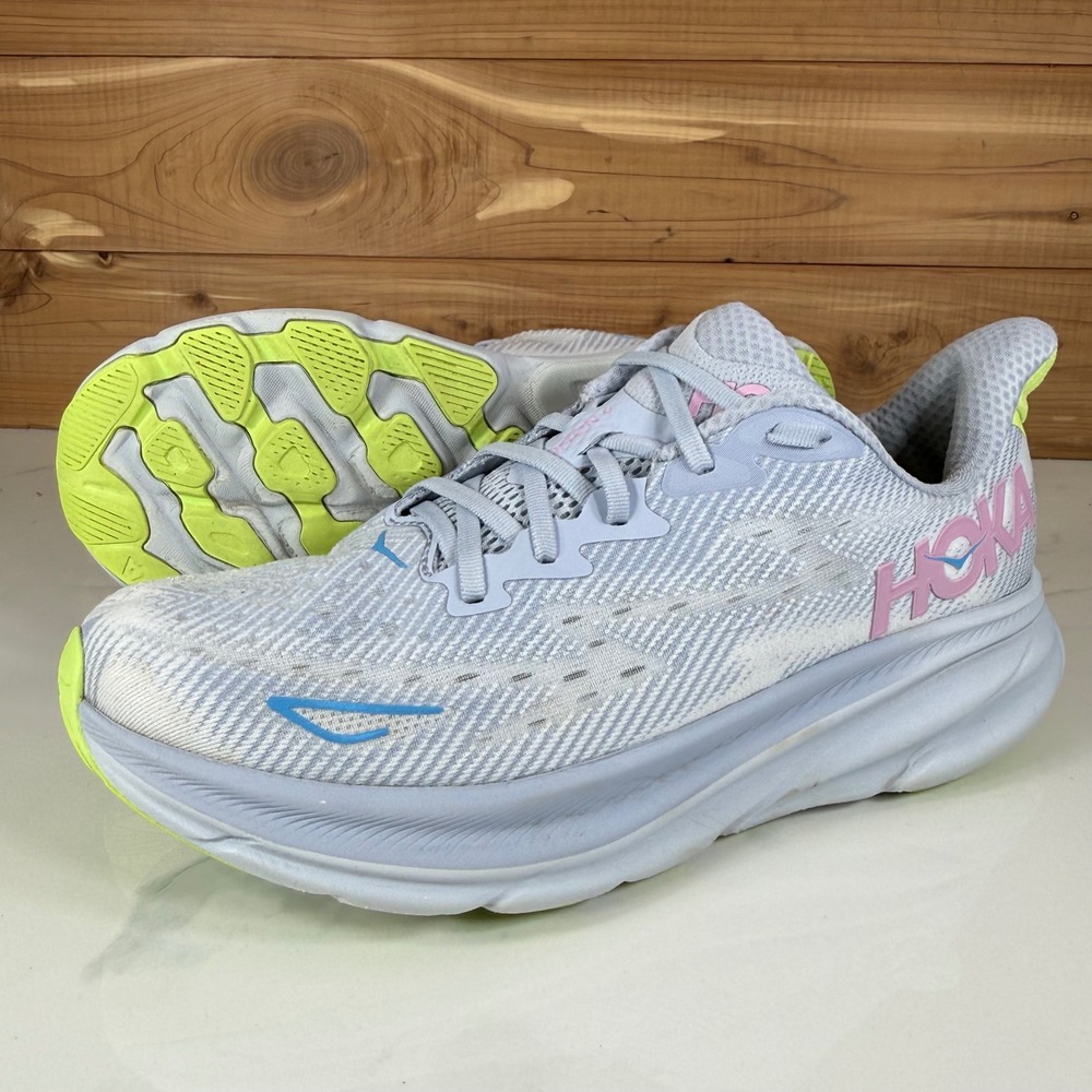 Hoka One One Clifton 9 Running Shoes Gull/Sea Ice 1127896 GLLW Womens Size 11B